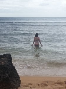 wading in the ocean